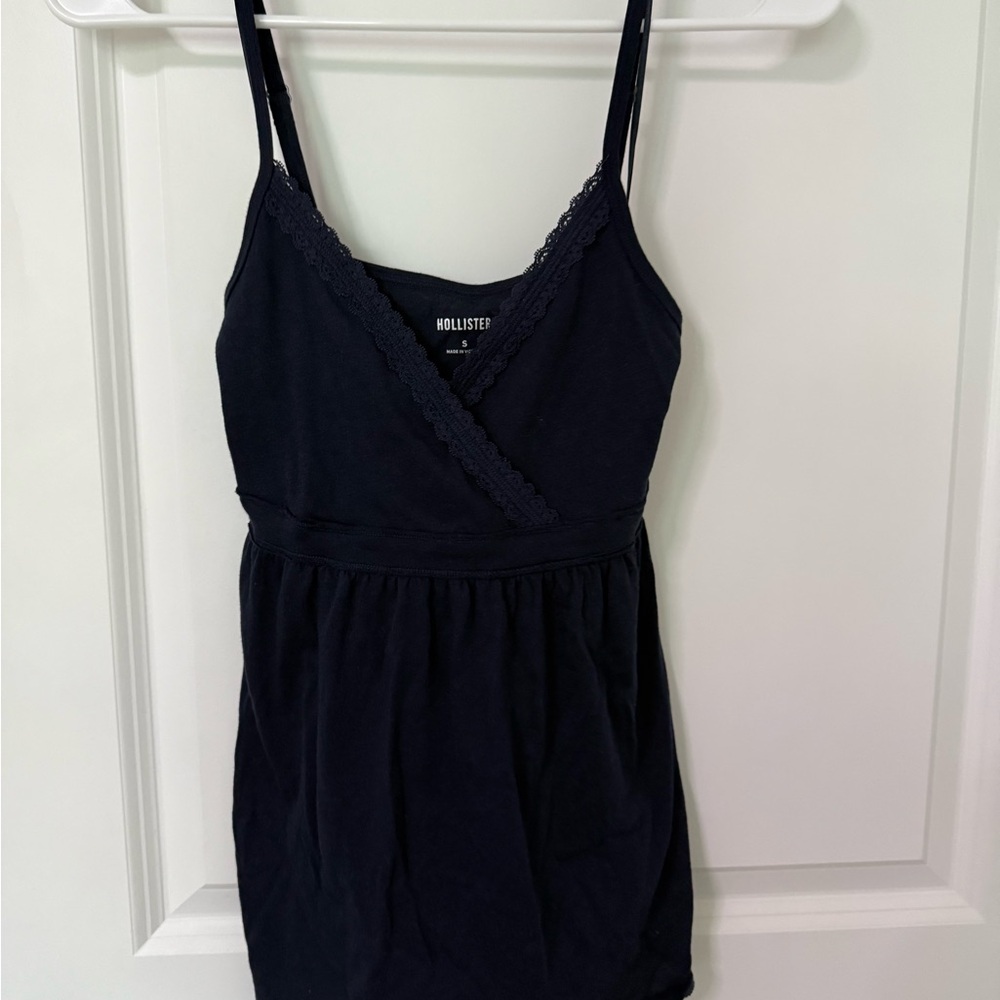Hollister Navy Blue lace trim V-neck  top